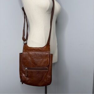 Jack Georges Cross Body Bag Brown Leather Bag Letterman Unisex Voyager Purse